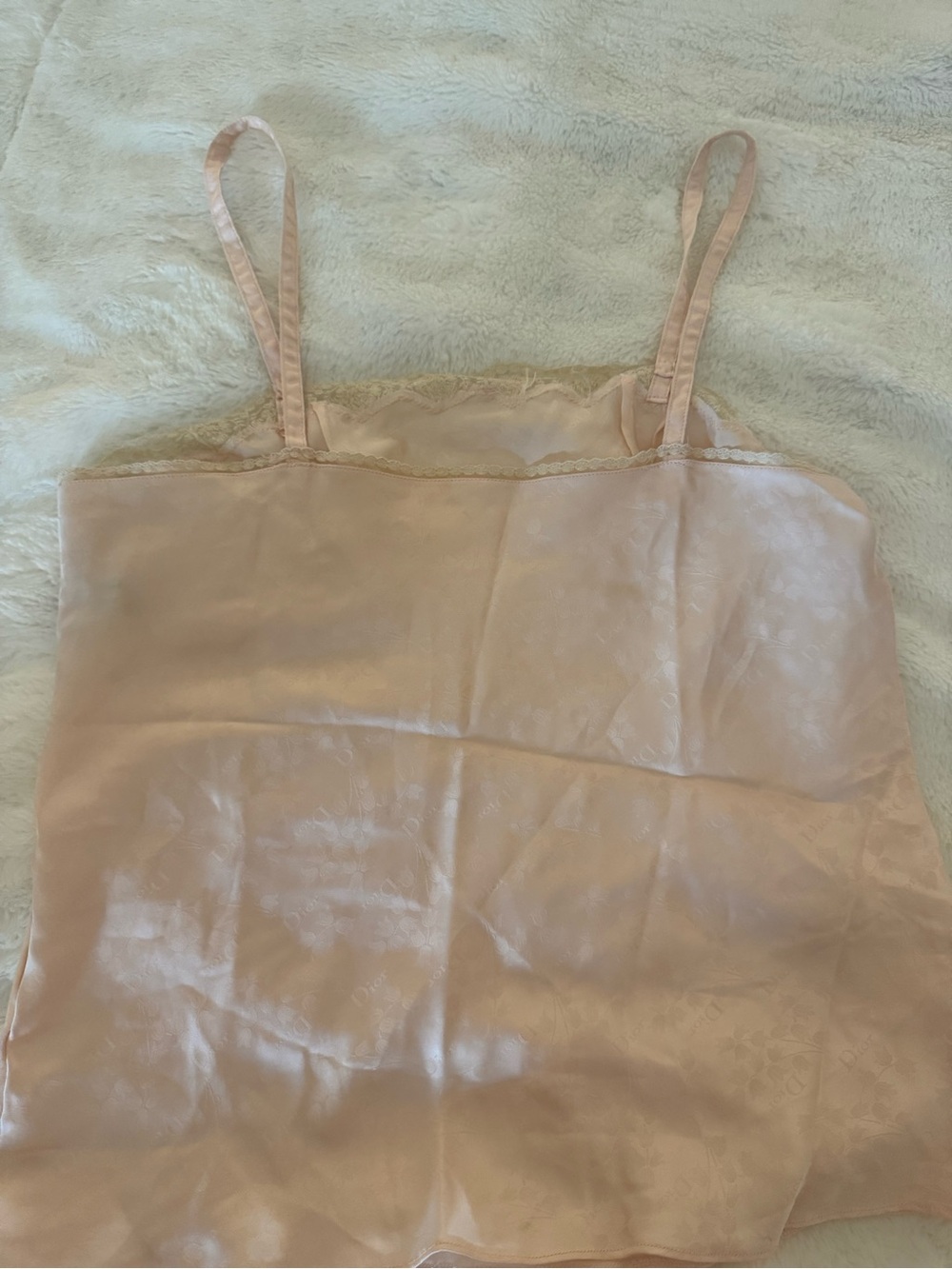 VERY RARE Dior Satin Lace tank in Light Pink with Cream Lace logo embellished - Picture 6 of 9